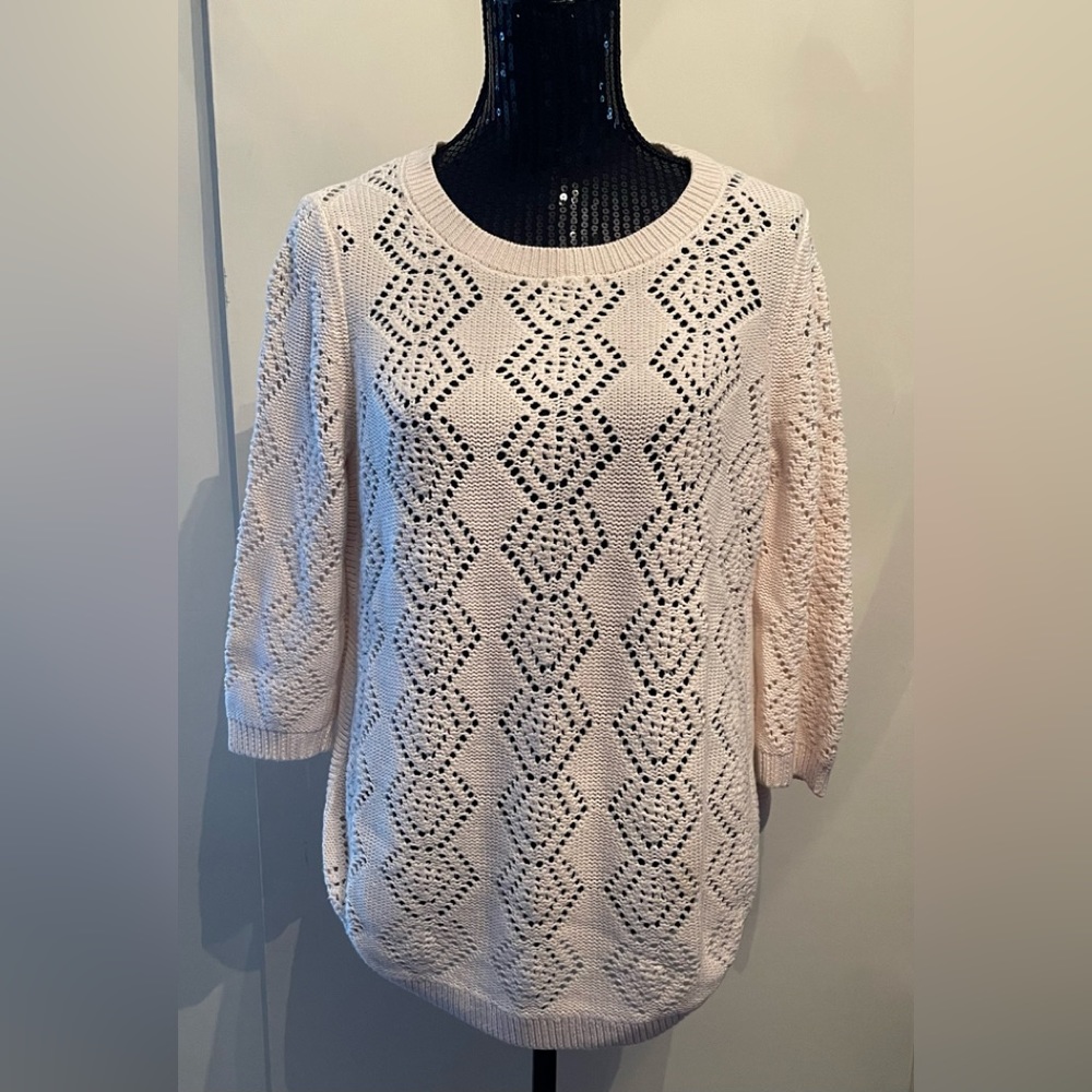 Alia Crochet Cream Sweater Size P Large